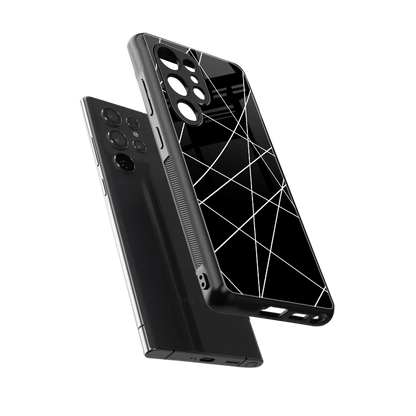 Geomatric Black sleek samsung galaxy s25 ultra cover with tempered glass back and TPU edges