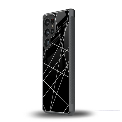 Geomatric Black samsung galaxy s25 ultra mobile cover | shockproof glass phone case