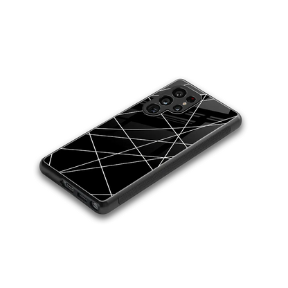 Geomatric Black stylish phone case for samsung galaxy s25 ultra | glossy glass and slim fit