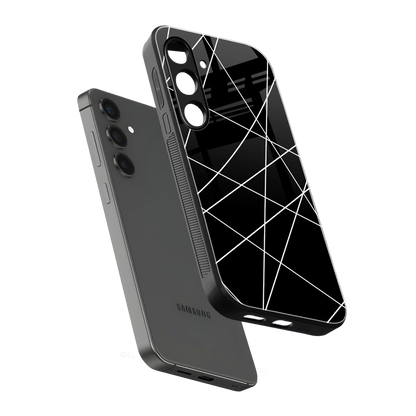 Geomatric Black sleek samsung galaxy s24 cover with tempered glass back and TPU edges