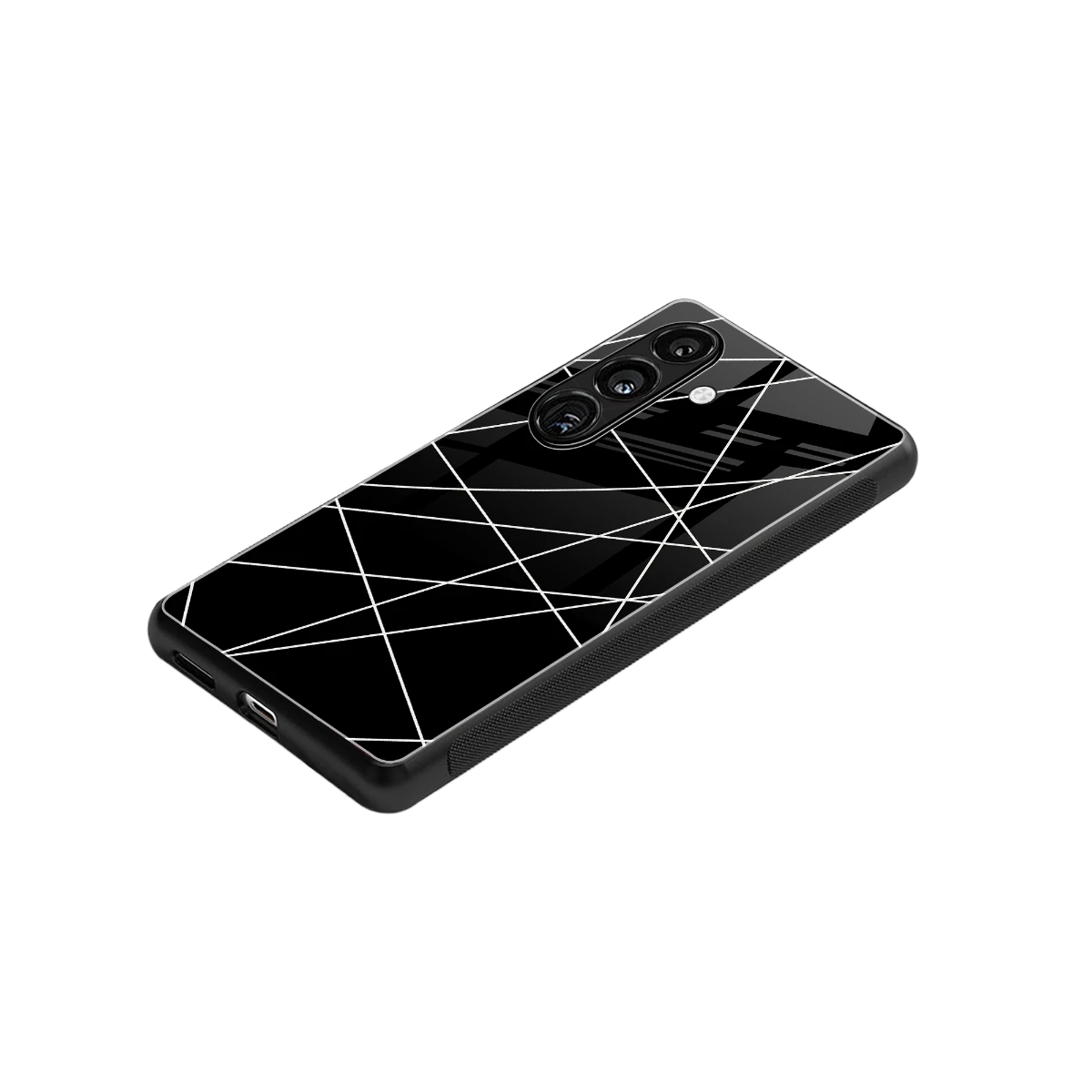 Geomatric Black stylish phone case for samsung galaxy s24 | glossy glass and slim fit