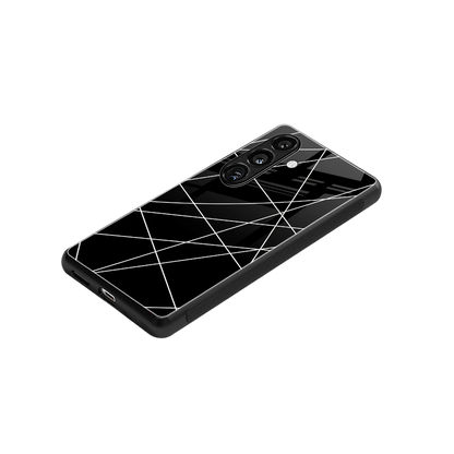 Geomatric Black stylish phone case for samsung galaxy s23 fe | glossy glass and slim fit