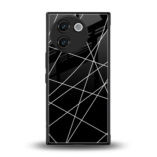 Geomatric Black back phone cover | glass case for vivo v30e