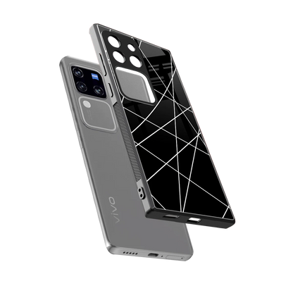 Geomatric Black sleekvivo v30 pro cover with tempered glass back and TPU edges