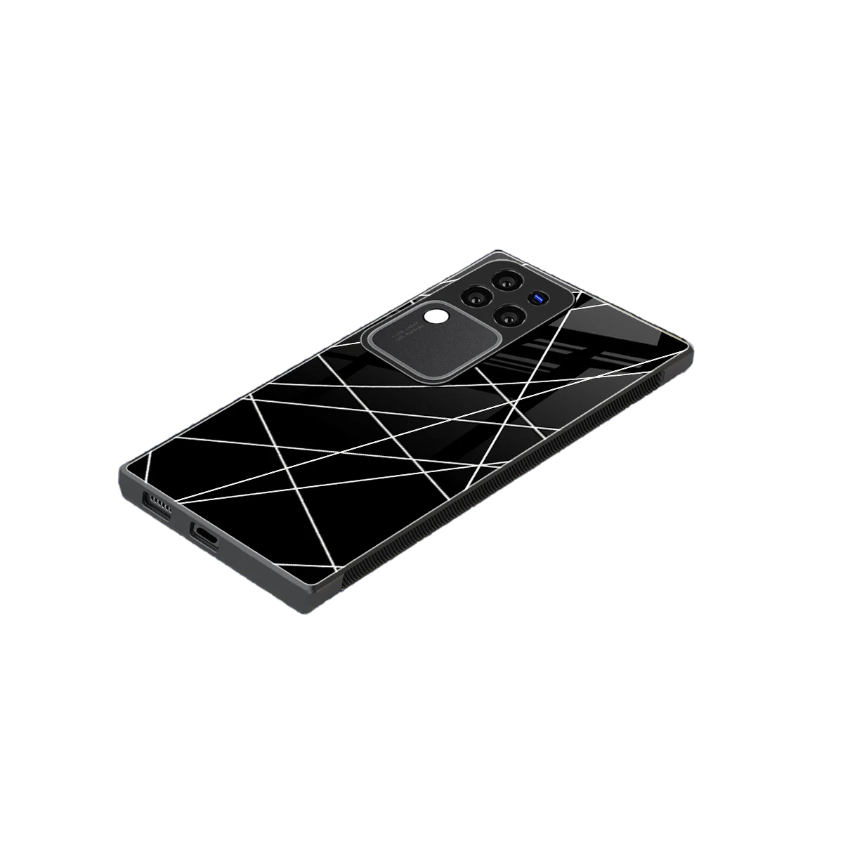 Geomatric Black stylish phone case forvivo v30 pro | glossy glass and slim fit