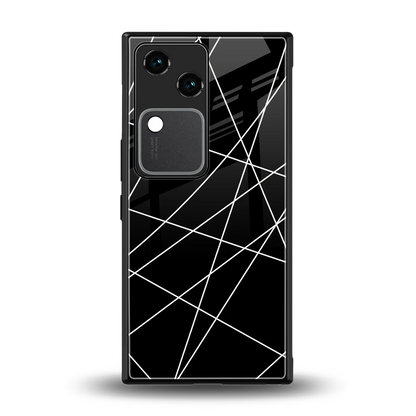 Geomatric Black back phone cover | glass case for vivo v30
