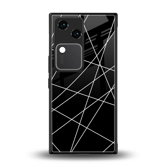 Geomatric Black back phone cover | glass case for vivo v30