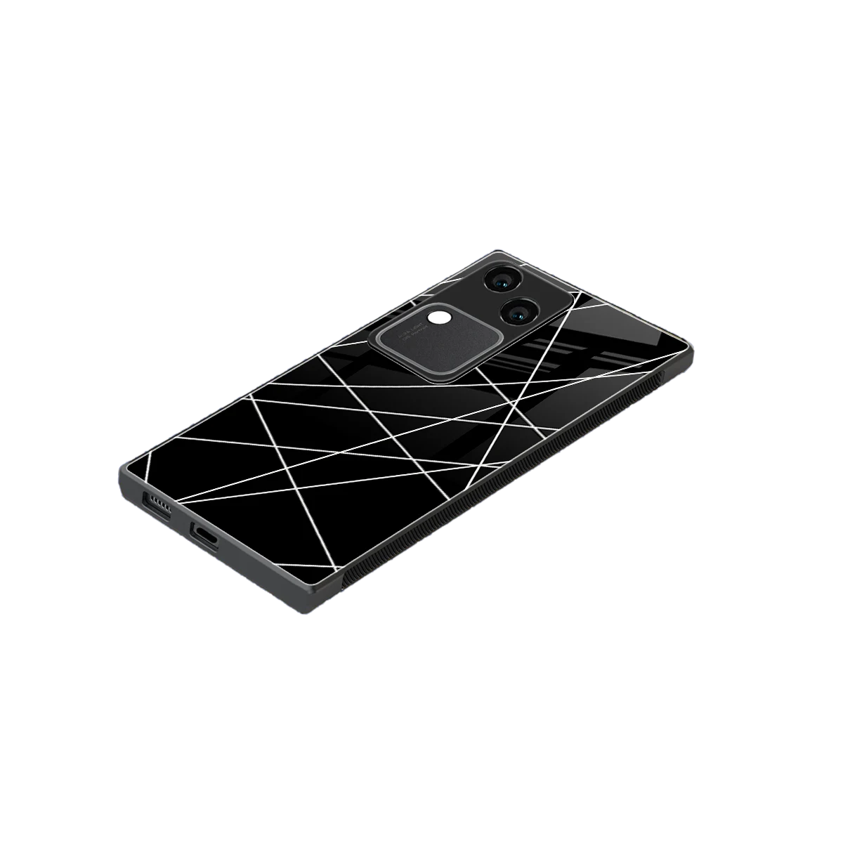 Geomatric Black stylish phone case for vivo v30 | glossy glass and slim fit