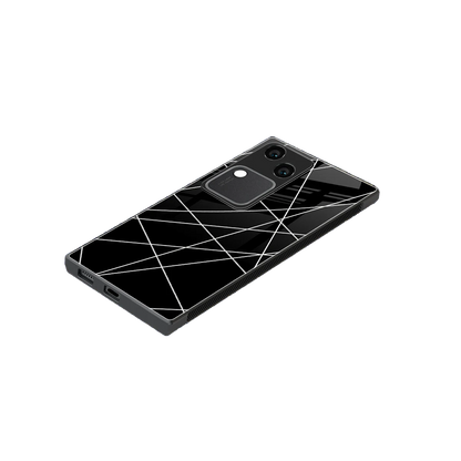 Geomatric Black stylish phone case for vivo v30 | glossy glass and slim fit