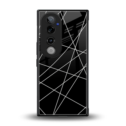 Geomatric Black back phone cover | glass case for vivo v40 pro