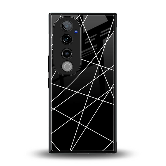 Geomatric Black back phone cover | glass case for vivo v40 pro