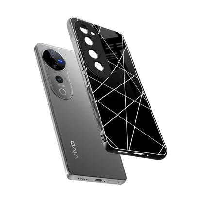 Geomatric Black sleek vivo v40 pro cover with tempered glass back and TPU edges