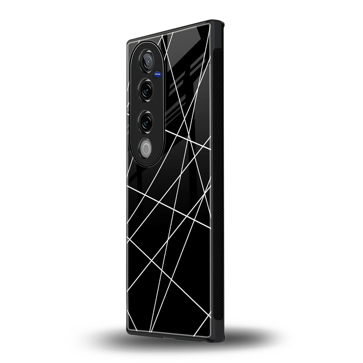 Geomatric Black vivo v40 pro mobile cover | shockproof glass phone case