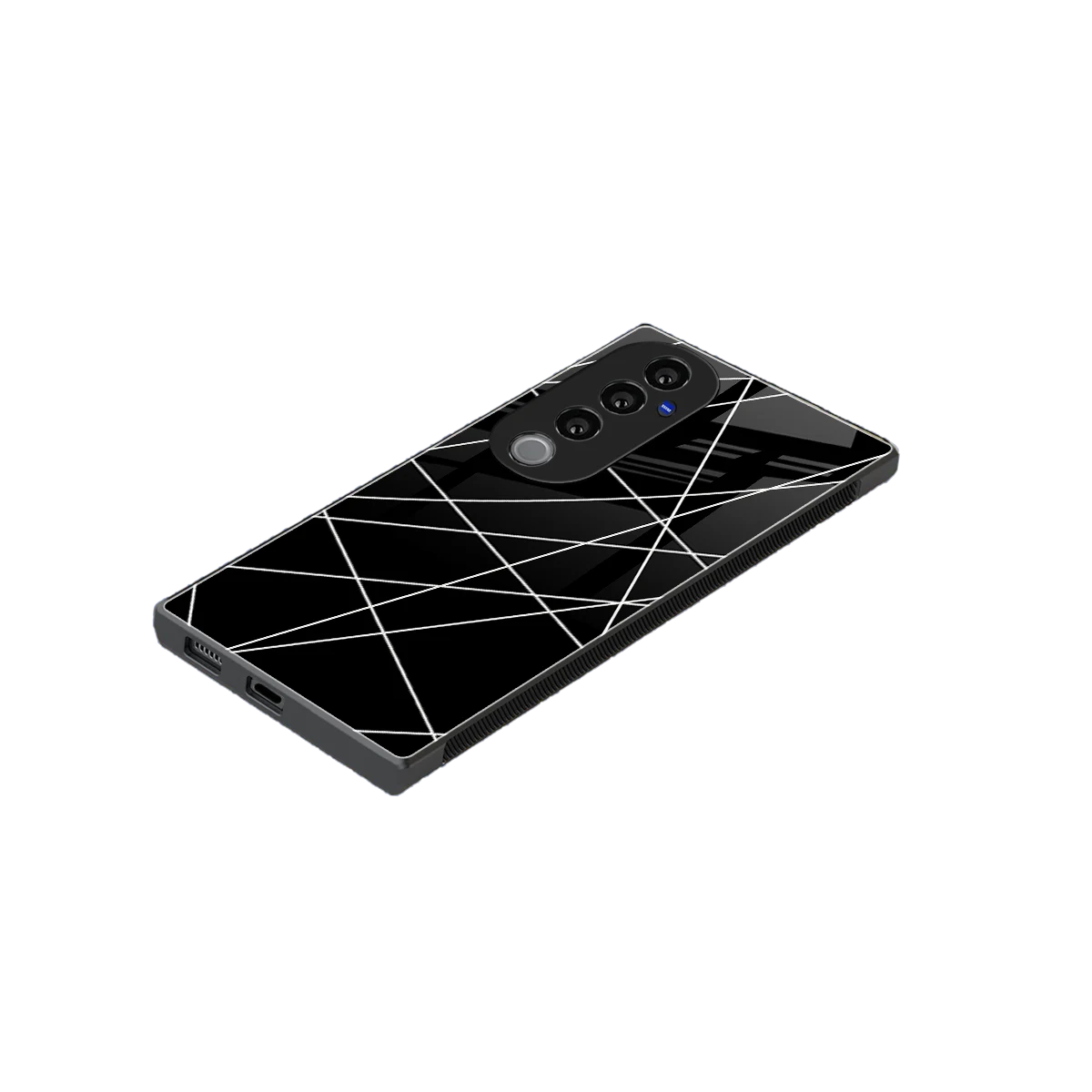 Geomatric Black stylish phone case for vivo v40 pro | glossy glass and slim fit
