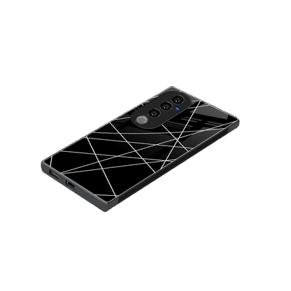 Geomatric Black stylish phone case for vivo v40 pro | glossy glass and slim fit