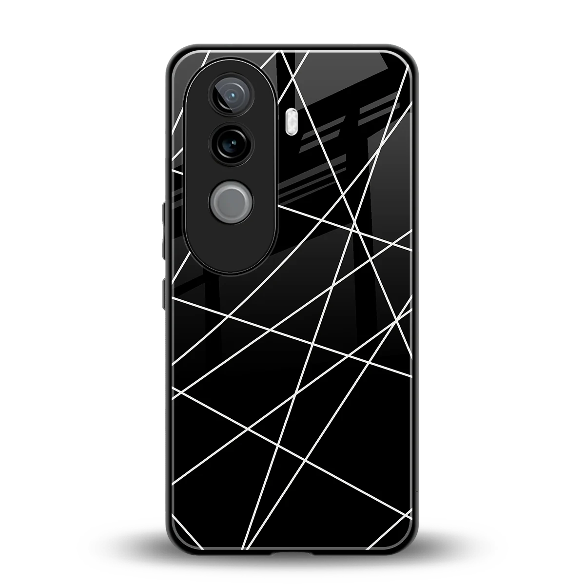 Geomatric Black back phone cover | glass case for vivo v40e