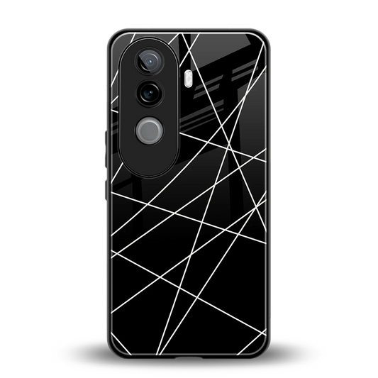 Geomatric Black back phone cover | glass case for vivo v40e