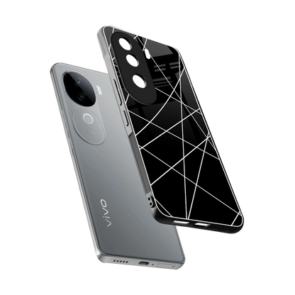 Geomatric Black sleek vivo v40e cover with tempered glass back and TPU edges