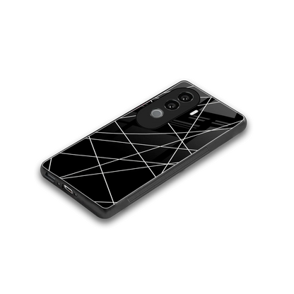 Geomatric Black stylish phone case for vivo v40e | glossy glass and slim fit