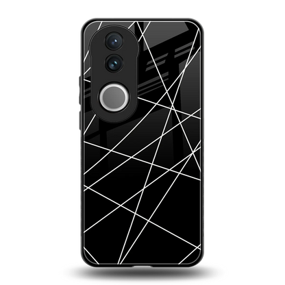 Geomatric Black back phone cover | glass case for vivo v50