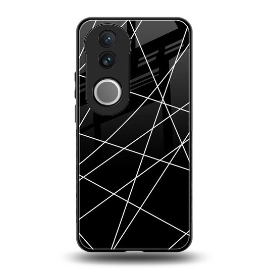 Geomatric Black back phone cover | glass case for vivo v50