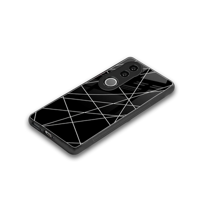 Geomatric Black stylish phone case for vivo v50 | glossy glass and slim fit