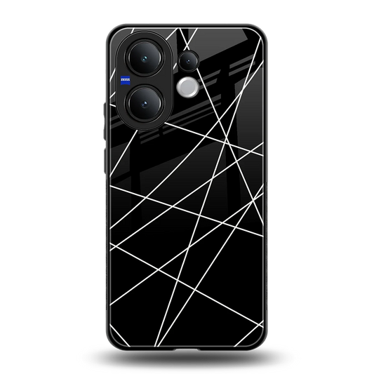 Geomatric Black back phone cover | glass case for vivo v60