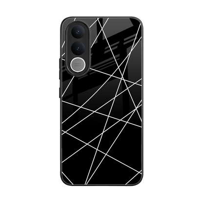 Geomatric Black back phone cover | glass case for vivo v70 fe