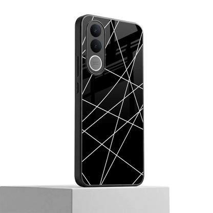 Geomatric Black vivo v70 fe mobile cover | shockproof glass phone case