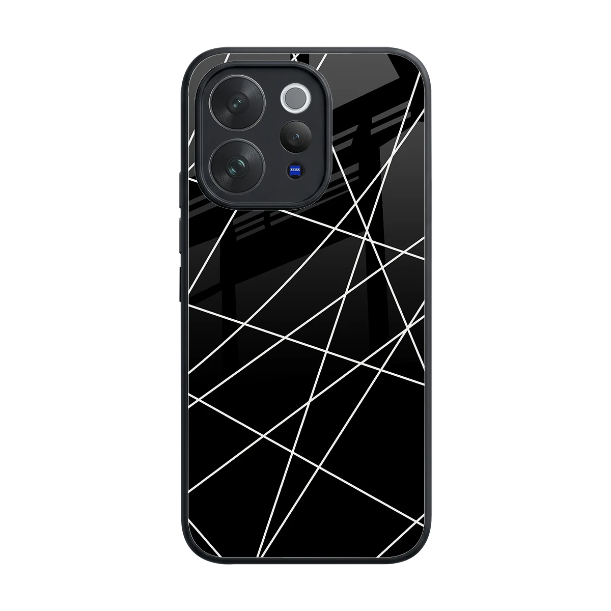 Geomatric Black back phone cover | glass case for vivo v70