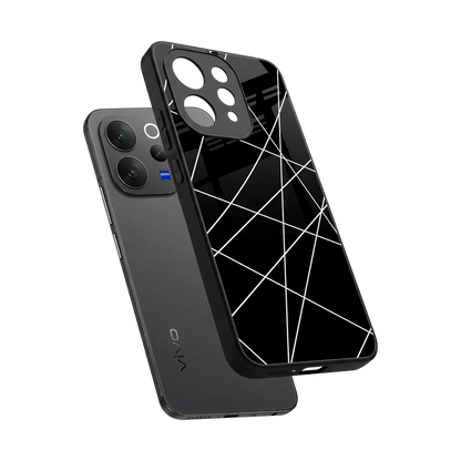 Geomatric Black sleek vivo v70 elite cover with tempered glass back and TPU edges