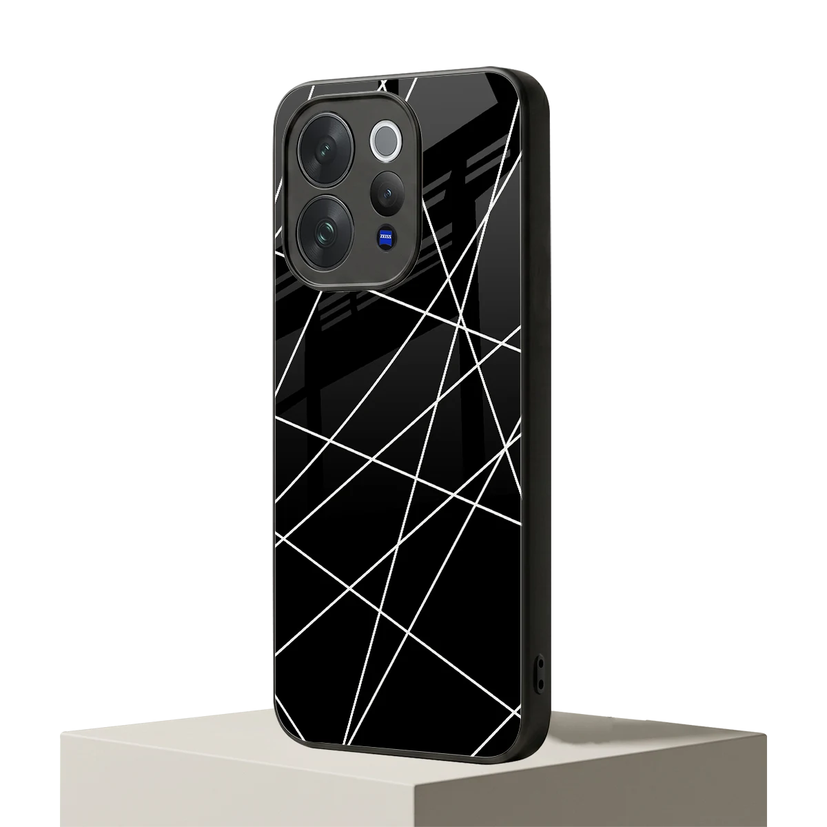 Geomatric Black vivo v70 mobile cover | shockproof glass phone case