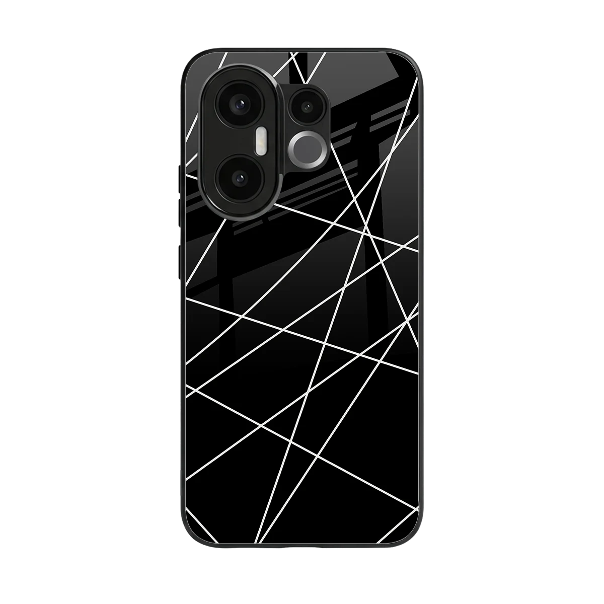 Geomatric Black back phone cover | glass case for vivo x200 fe