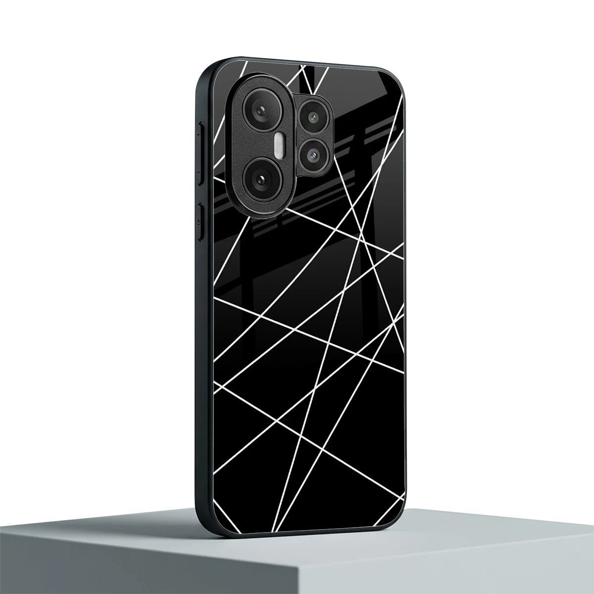 Geomatric Black vivo x200 fe mobile cover | shockproof glass phone case