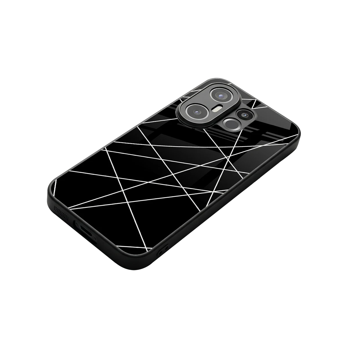 Geomatric Black stylish phone case for vivo x200 fe | glossy glass and slim fit