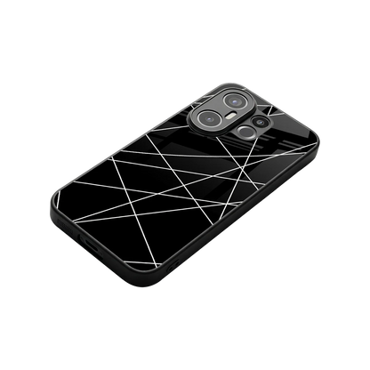 Geomatric Black stylish phone case for vivo x200 fe | glossy glass and slim fit