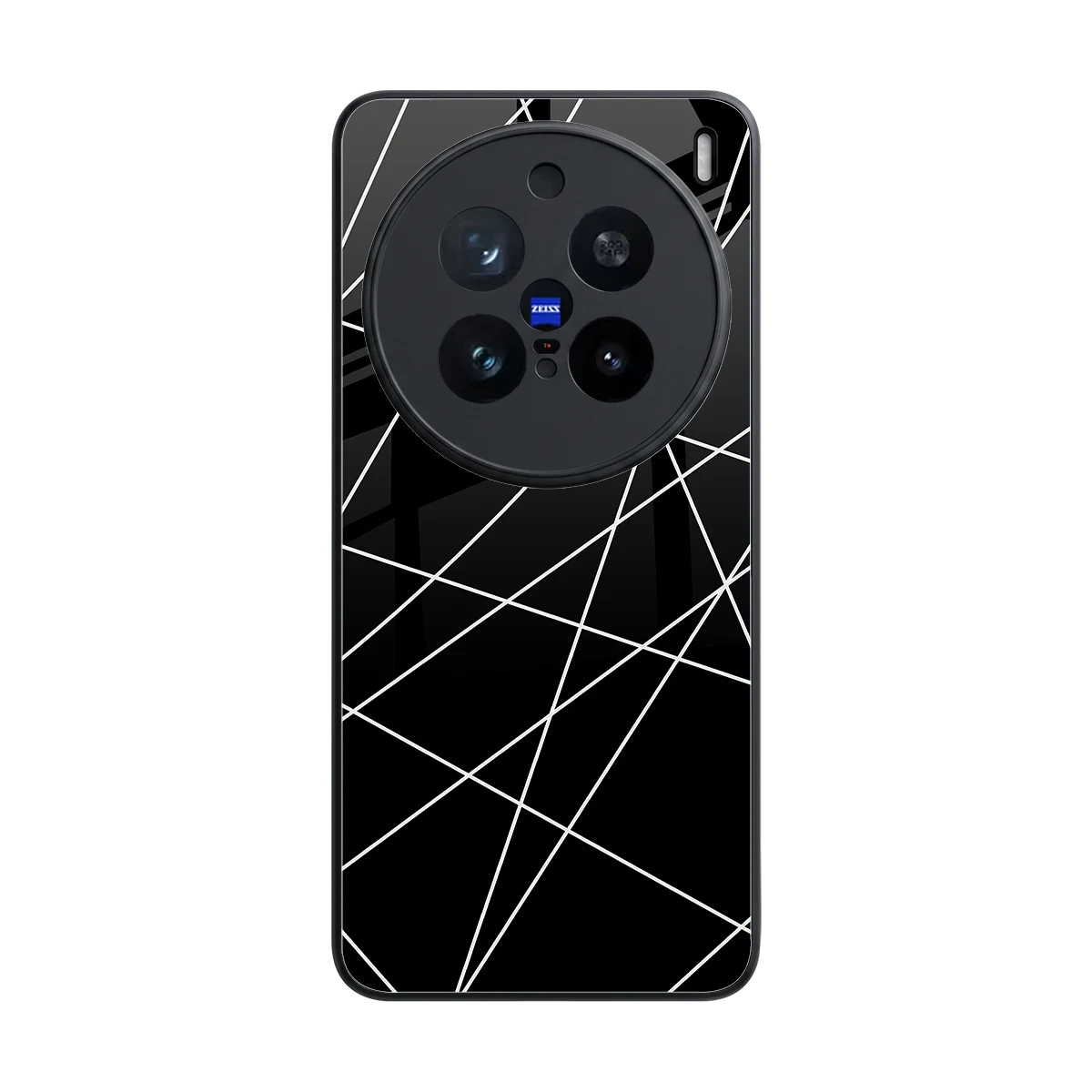 Geomatric Black back phone cover | glass case for vivo x200 pro