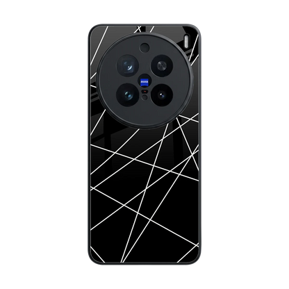 Geomatric Black back phone cover | glass case for vivo x200 pro