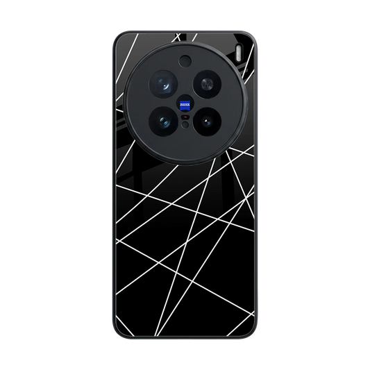 Geomatric Black back phone cover | glass case for vivo x200 pro