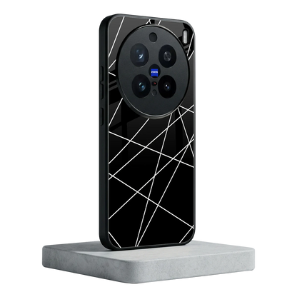 Geomatric Black vivo x200 pro mobile cover | shockproof glass phone case