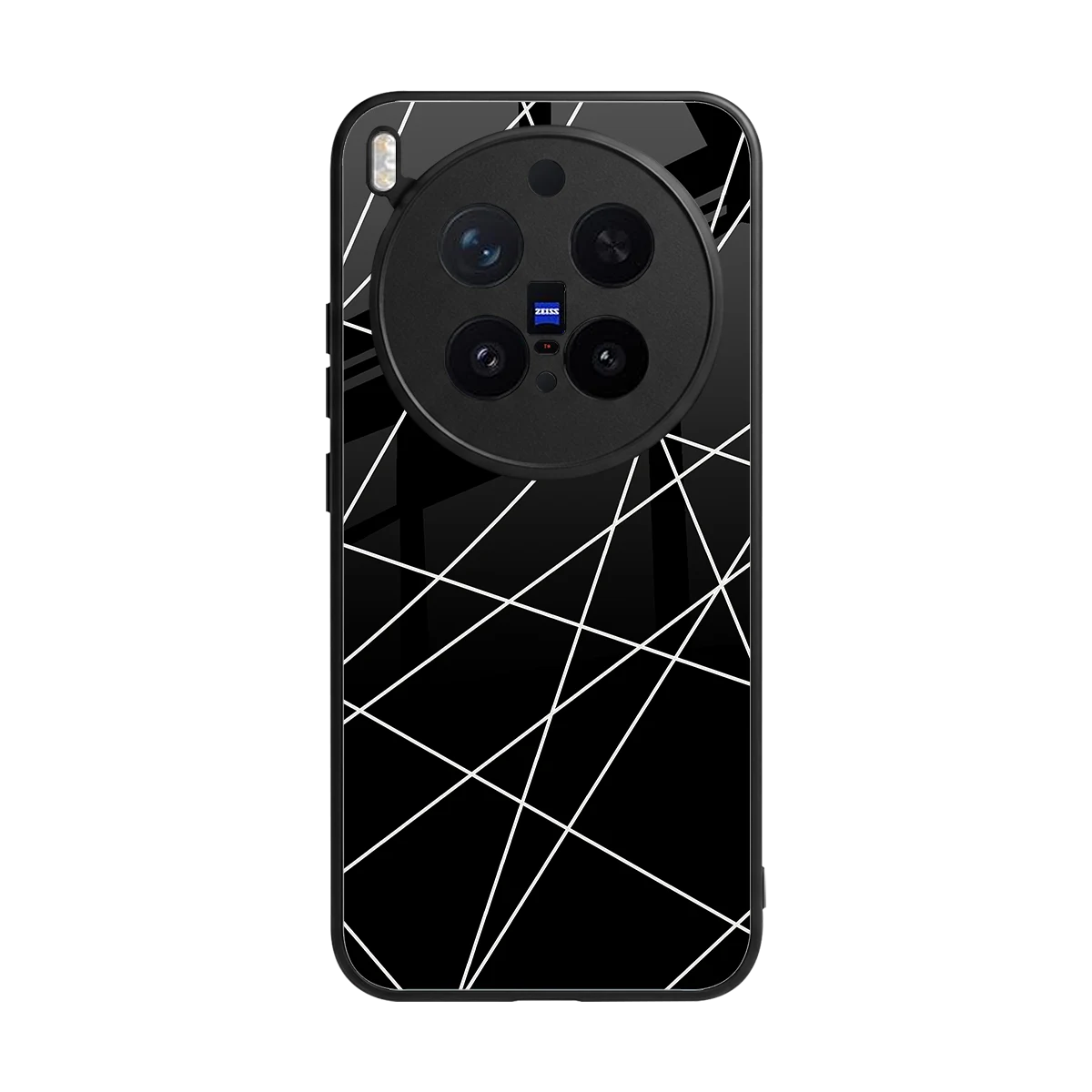 Geomatric Black back phone cover | glass case for vivo x300 pro