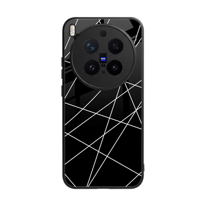 Geomatric Black back phone cover | glass case for vivo x300 pro