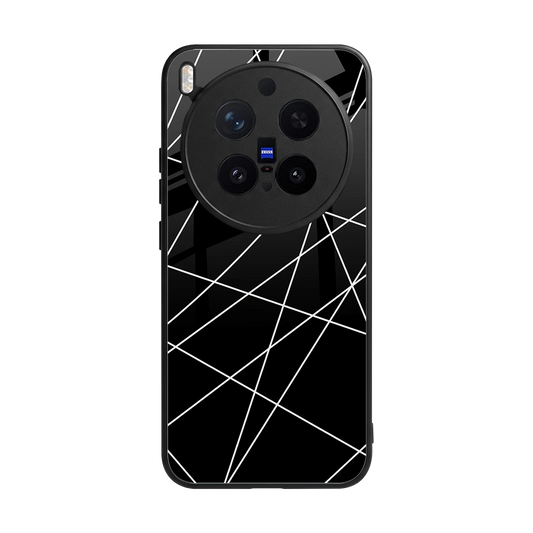 Geomatric Black back phone cover | glass case for vivo x300 pro
