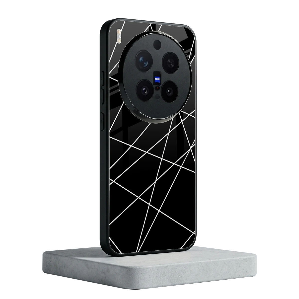 Geomatric Black vivo x300 pro mobile cover | shockproof glass phone case