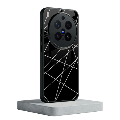 Geomatric Black vivo x300 pro mobile cover | shockproof glass phone case