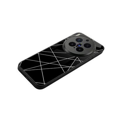 Geomatric Black stylish phone case for vivo x300 pro | glossy glass and slim fit