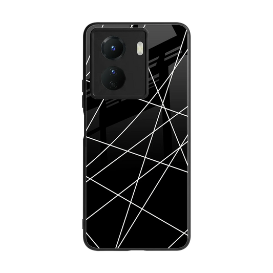 Geomatric Black back phone cover | glass case for vivo y16