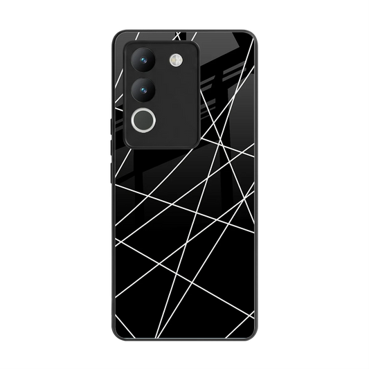 Geomatric Black back phone cover | glass case for vivo y200 5g