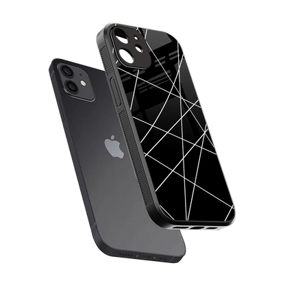 Geomatric Black sleek iphone 11 cover with tempered glass back and TPU edges
