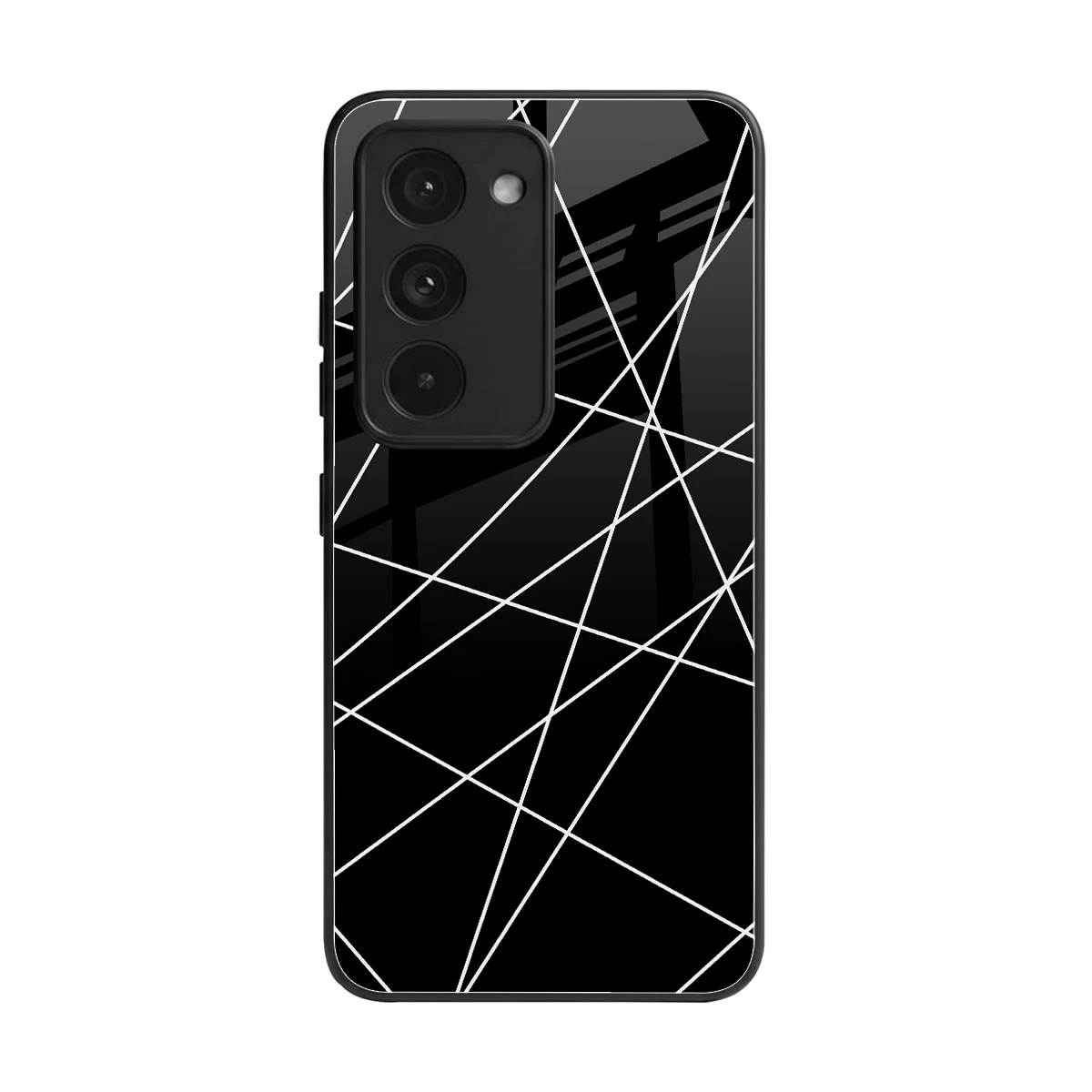 Geomatric Black back phone cover | glass case for redmi 15 5g